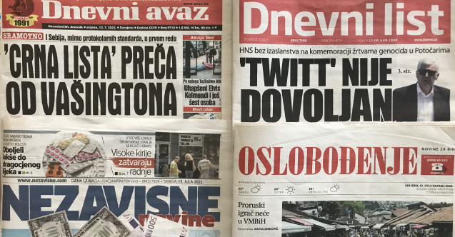 Bosna Hersek basınında bugün - 13 Temmuz 2022