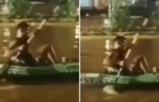 Belgrad'da yaşanan selde ilginç görüntü